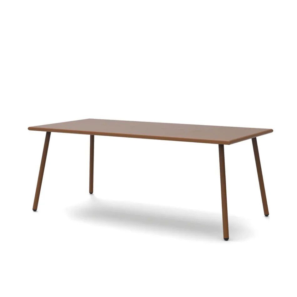 Tavolinë ngrënie drejtkëndëshe në natyrë me çelik të galvanizuar Prodhuar në Itali - Elvia Viadurini