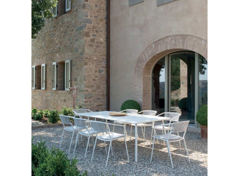 Tavolinë ngrënie drejtkëndëshe në natyrë me çelik të galvanizuar Prodhuar në Itali - Elvia Viadurini