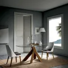 Tavoline ngrenie e dhomes se ndenjes Top xhami dhe kembe druri - Botanik Viadurini