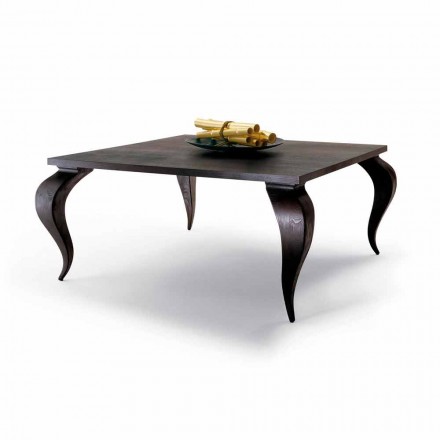 Tavolinë ngrënieje me dizajn luksoz në dru të ngurtë, e bërë në Itali, Filo Viadurini