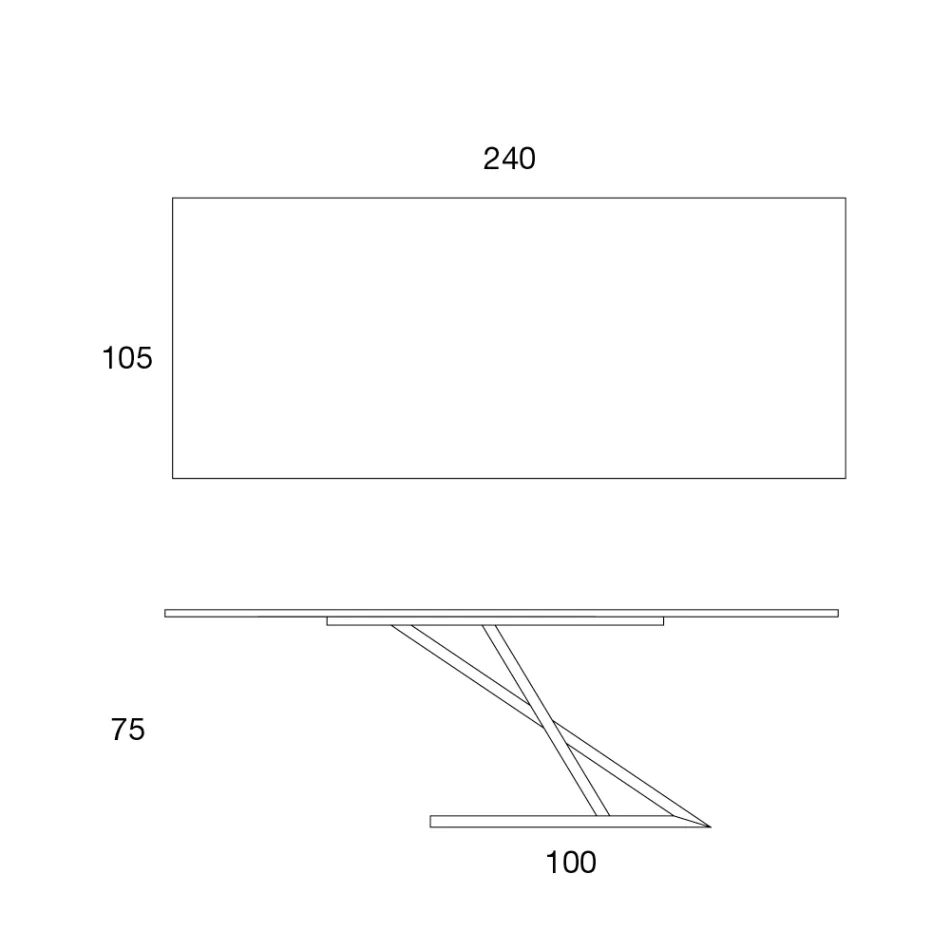Dizajn Tavolinë Ngrënie me Sipër Metal në Arre Canaletto - Zorato Wood Viadurini