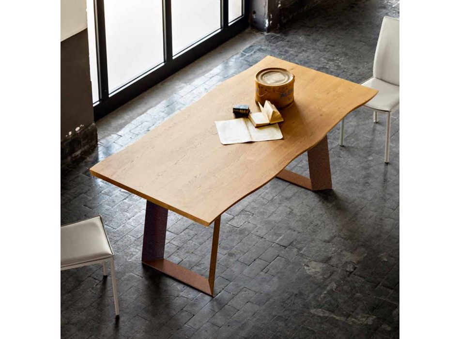 Tavolinë ngrënieje me dizajn modern 100x200 cm në Flora prej druri dhe metali Viadurini