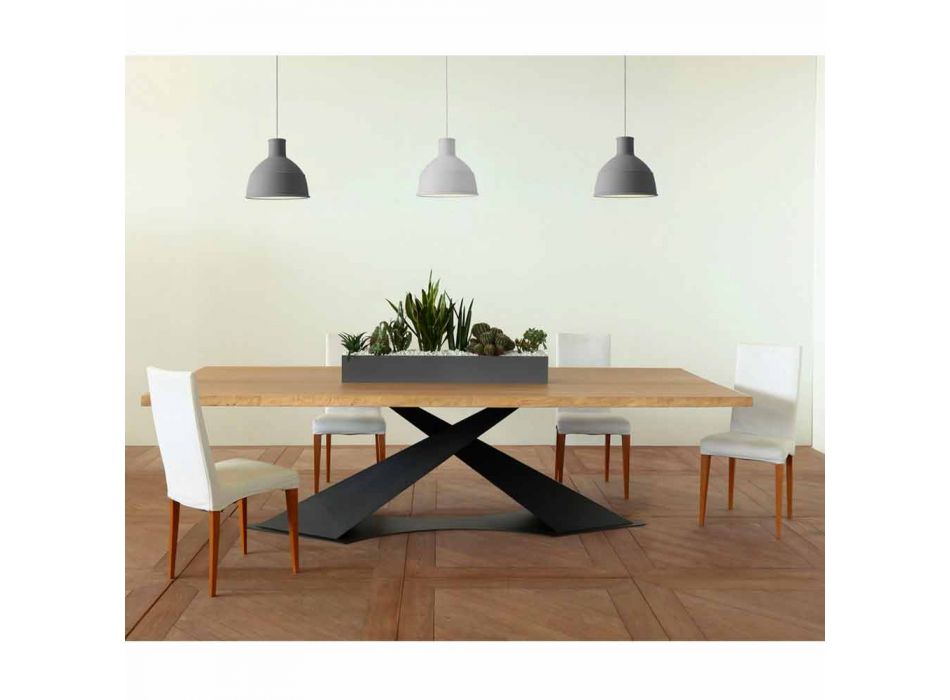 Tavolinë ngrënieje me dizajn modern me Elliot të bërë në Itali lisi i lisit Viadurini