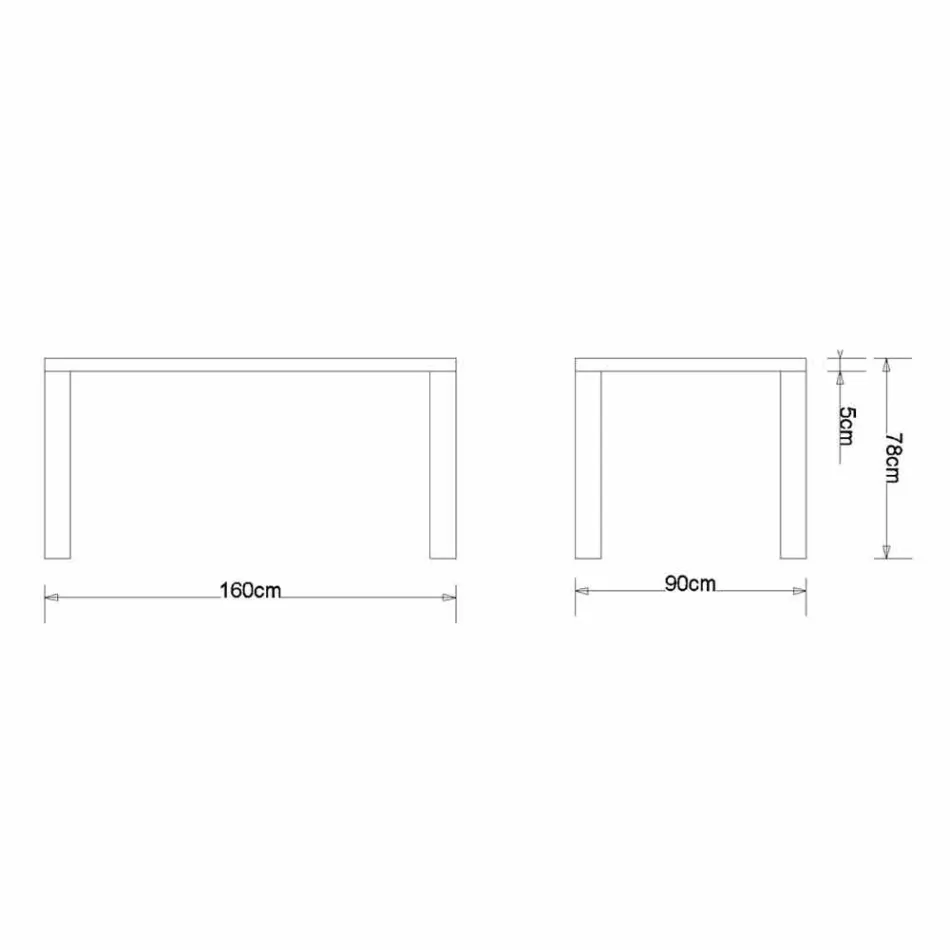 Tavolinë ngrënieje me dizajn modern në lis të ngurtë, L160xP90cm, Loran Viadurini