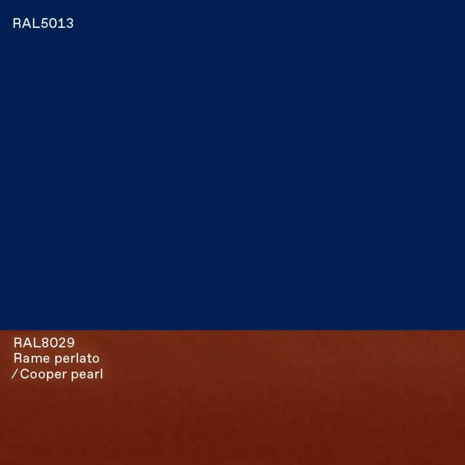 Tavolinë darke ovale me dizajn modern në MDF blu dhe bakër prodhuar në Itali - Oku Viadurini