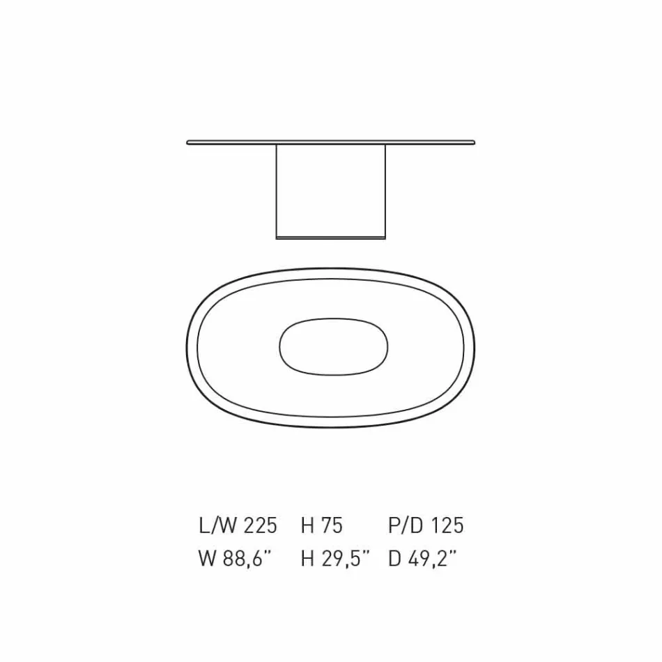 Tavolinë darke ovale me dizajn modern në MDF blu dhe bakër prodhuar në Itali - Oku Viadurini