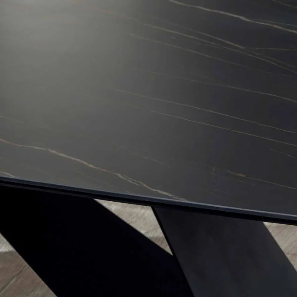 Dizajnoni tryezën e darkës në Efektin Portoro Qeramike dhe Mat Metal - Skifter Viadurini
