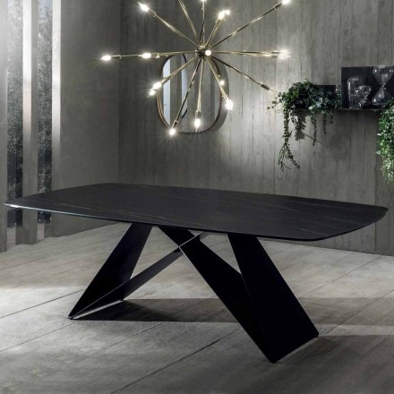 Dizajnoni tryezën e darkës në Efektin Portoro Qeramike dhe Mat Metal - Skifter Viadurini
