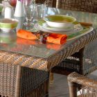 Tavolinë ngrënieje me dizajn çad në polietileni të endur me dorë Viadurini