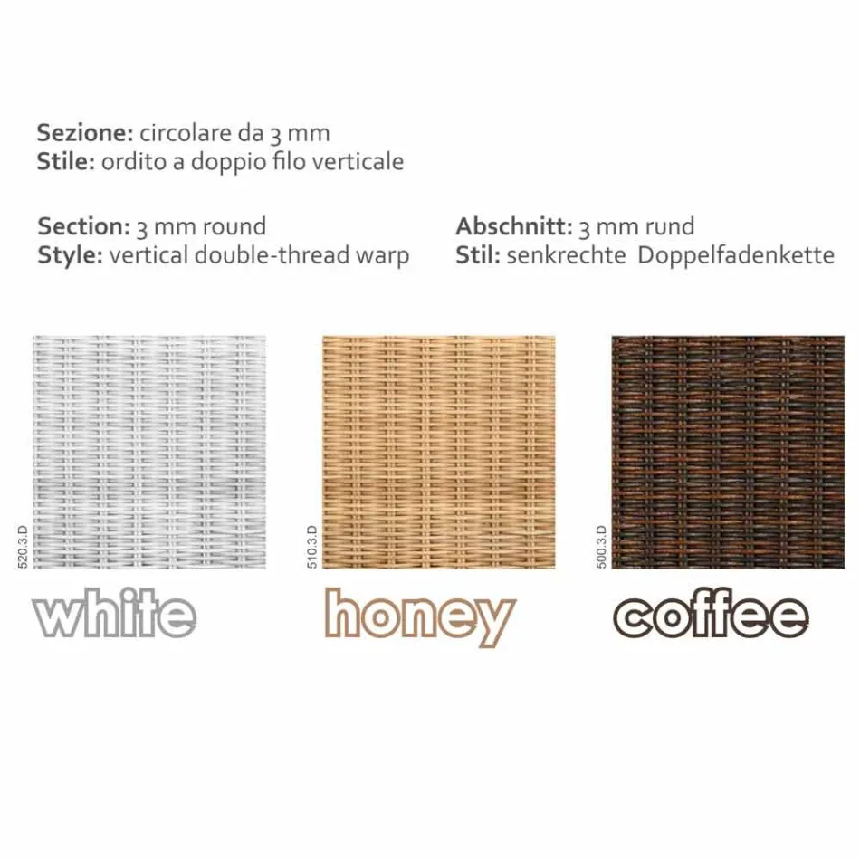 Tavolinë ngrënieje me dizajn çad në polietileni të endur me dorë Viadurini