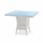 Tavolinë ngrënieje me dizajn çad në polietileni të endur me dorë Viadurini