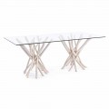 Dizajnoni tryezën e darkës në xham dhe dru tik të zbardhur Homemotion - Francë