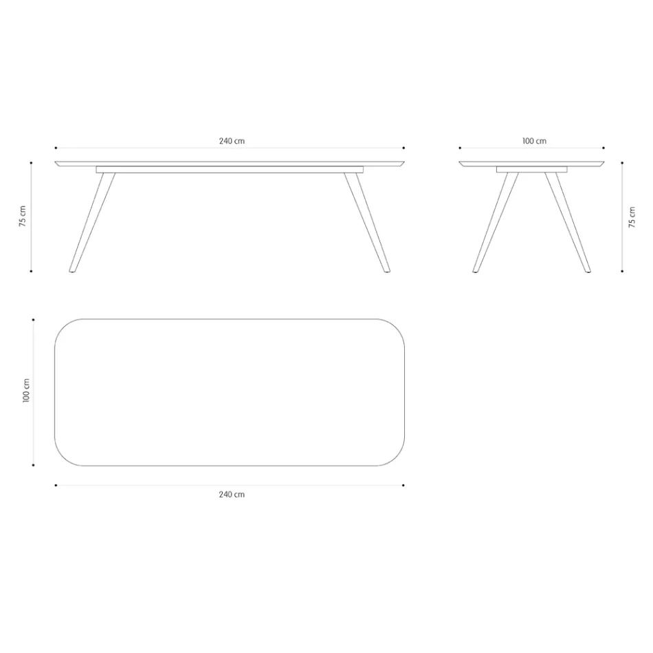 Tavolinë ngrënie cilësore me majë druri hiri Made in Italy - Ulma Viadurini