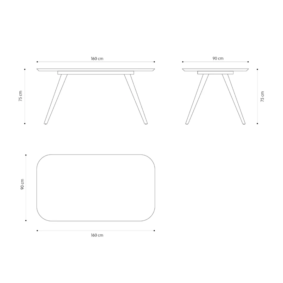 Tavolinë ngrënie cilësore me majë druri hiri Made in Italy - Ulma Viadurini