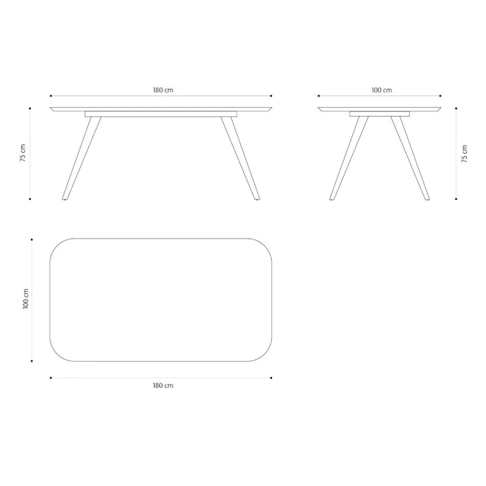 Tavolinë ngrënie cilësore me majë druri hiri Made in Italy - Ulma Viadurini