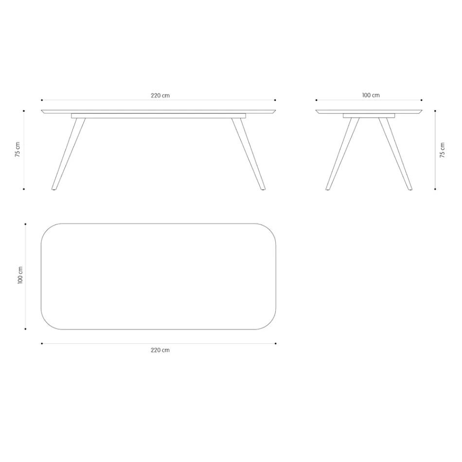 Tavolinë ngrënie cilësore me majë druri hiri Made in Italy - Ulma Viadurini