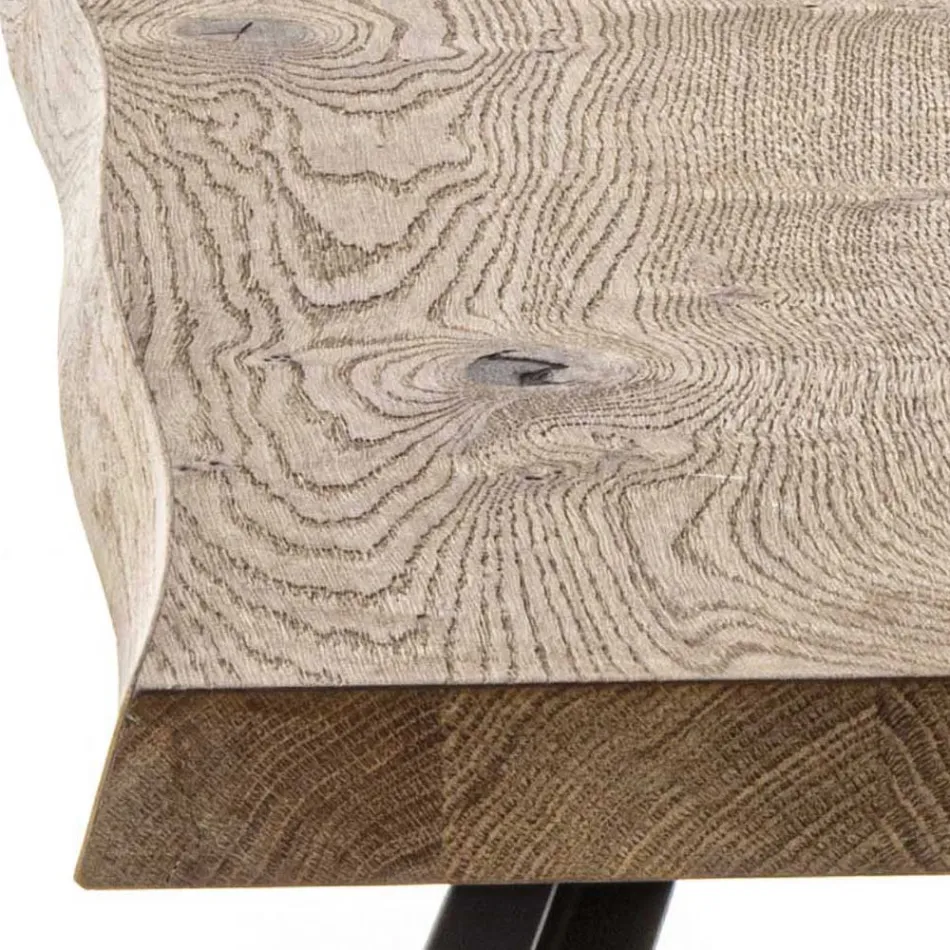 Tavolinë ngrënie fikse Bazë metalike dhe sipërme me fasone lisi - Termoli Viadurini