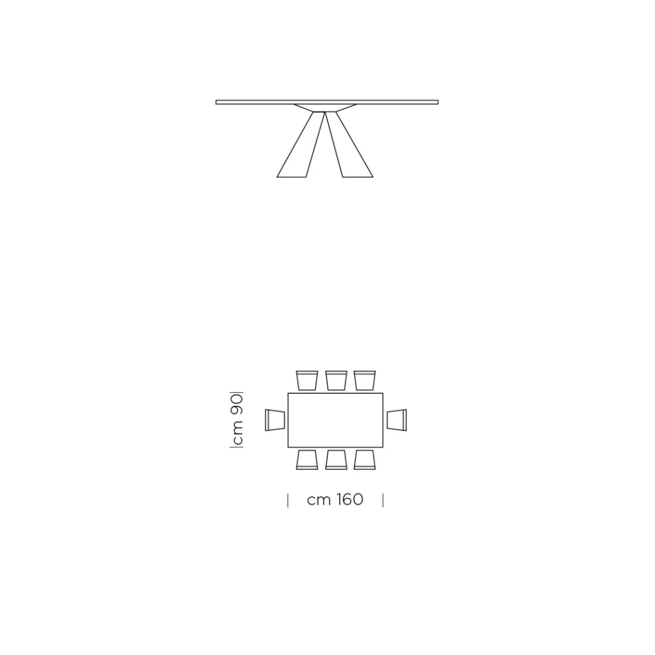 Tavolinë ngrënie me fasone me bazë çeliku Made in Italy - Dalmatian Viadurini