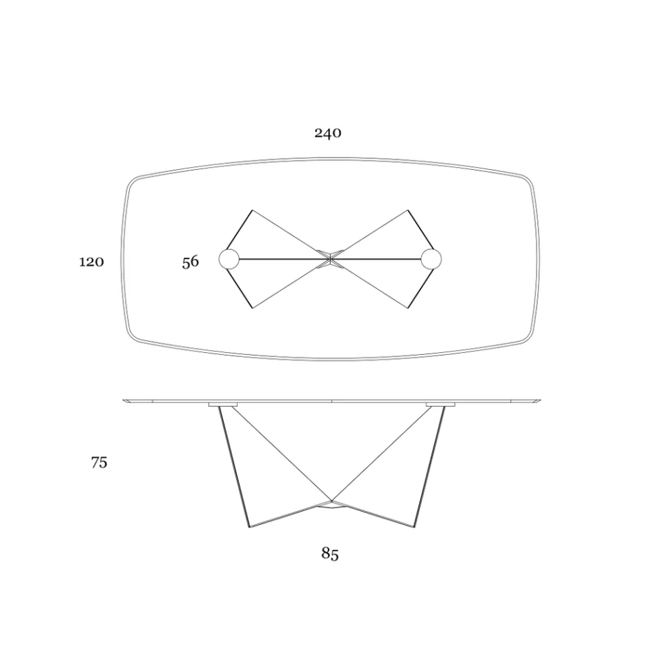 Tavolinë ngrënie me bazë qeramike dhe metalike 3mm Prodhuar në Itali - Bozhure Viadurini