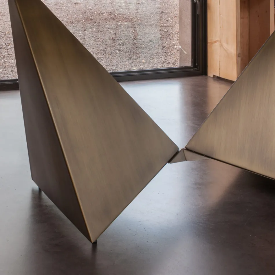 Tavolinë ngrënie me bazë qeramike dhe metalike 3mm Prodhuar në Itali - Bozhure Viadurini