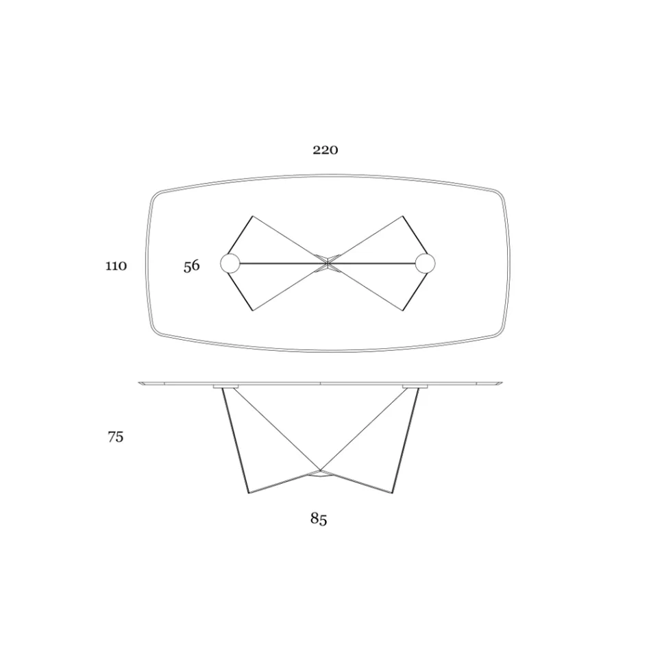 Tavolinë ngrënie me bazë qeramike dhe metalike 3mm Prodhuar në Itali - Bozhure Viadurini