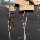 Tavolinë ngrënjeje në Florim Thunder Night Lëshuar me Qeramikë dhe Çelik - Medunotav Viadurini