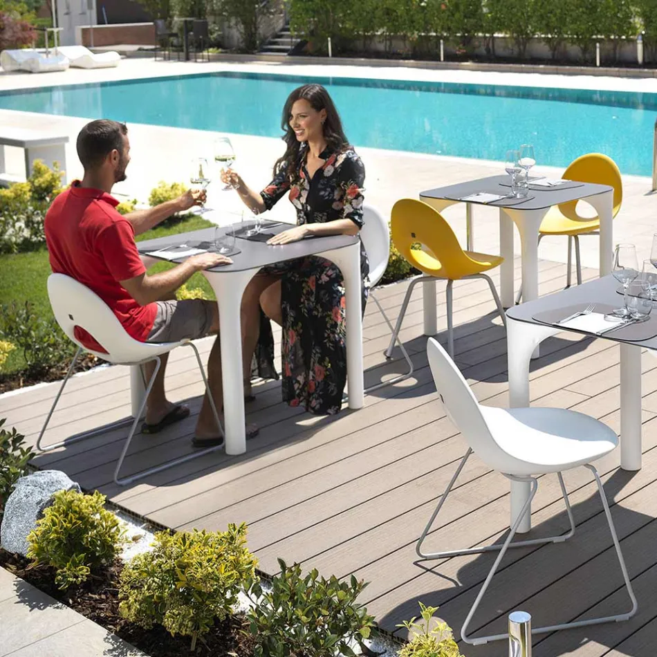 Tavolinë ngrënie Hpl me këmbë polietileni Prodhuar në Itali - Glen Viadurini