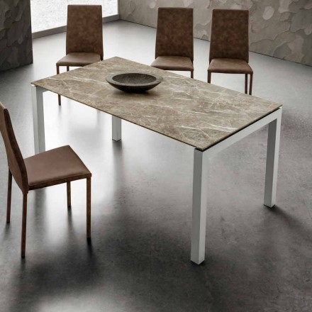 Tavolinë ngrënieje në Hpl mermer dhe efekt alumini të prodhuar në Itali - Monolit Viadurini