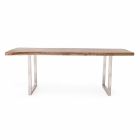 Tavolinë për darkë Homemotion në dru akacie dhe çelik inox - Konvo Viadurini