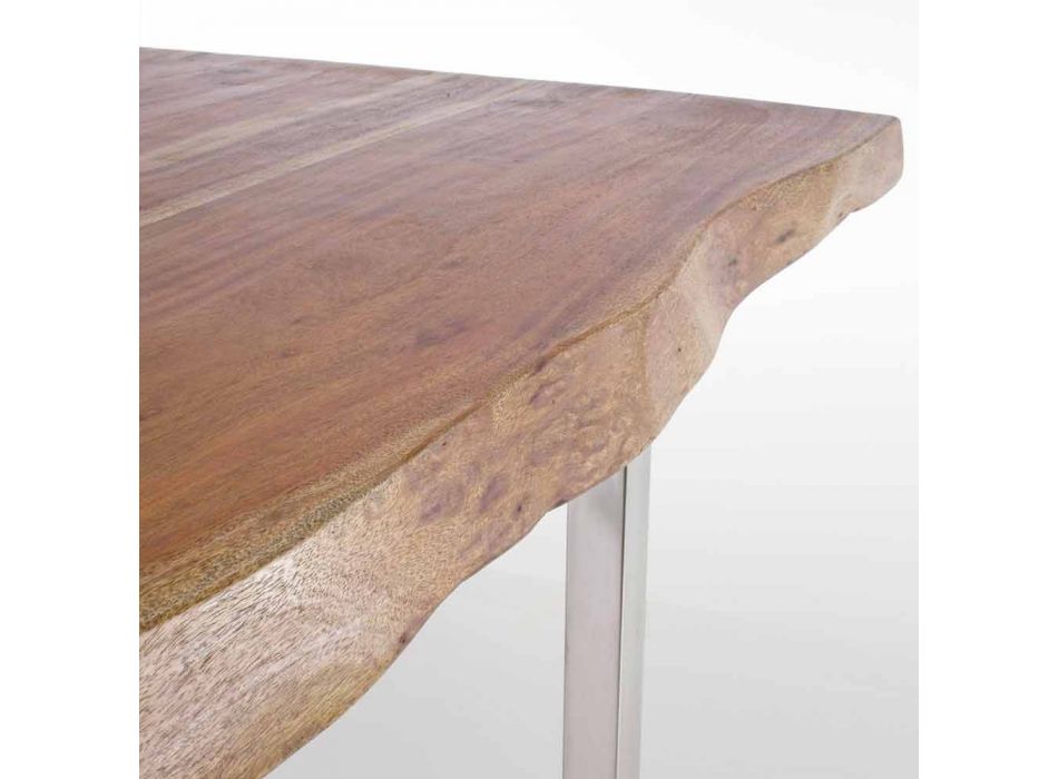 Tavolinë për darkë Homemotion në dru akacie dhe çelik inox - Konvo Viadurini