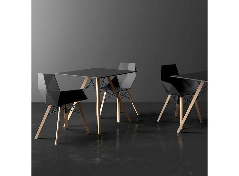 Dru me Dizajn Sheshi dhe Tavolinë Dining Hpl, 4 Copë - Faz Wood nga Vondom Viadurini