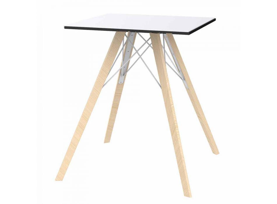 Dru me Dizajn Sheshi dhe Tavolinë Dining Hpl, 4 Copë - Faz Wood nga Vondom Viadurini