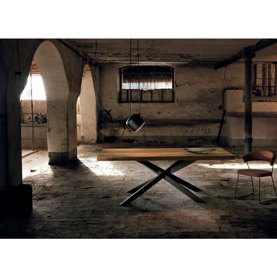 Tavolinë moderne ngrënieje e ngurtë prej druri e bërë në Itali Oncino Viadurini