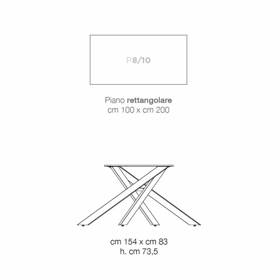 Tavolinë ngrënieje nga druri MDF dhe metali modern i bërë në Itali, Dionigi Viadurini
