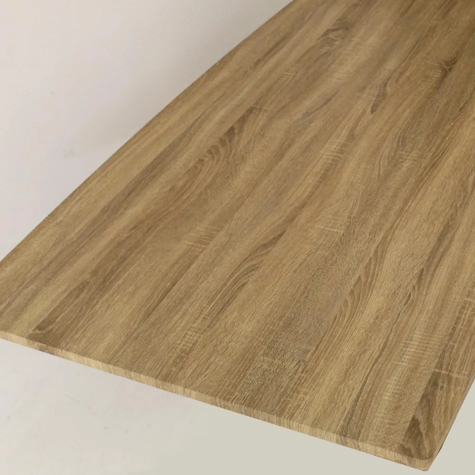 Tavolinë ngrënie me efekt MDF Wood Efekt dhe Baza Metal e Zezë - Sunset Viadurini