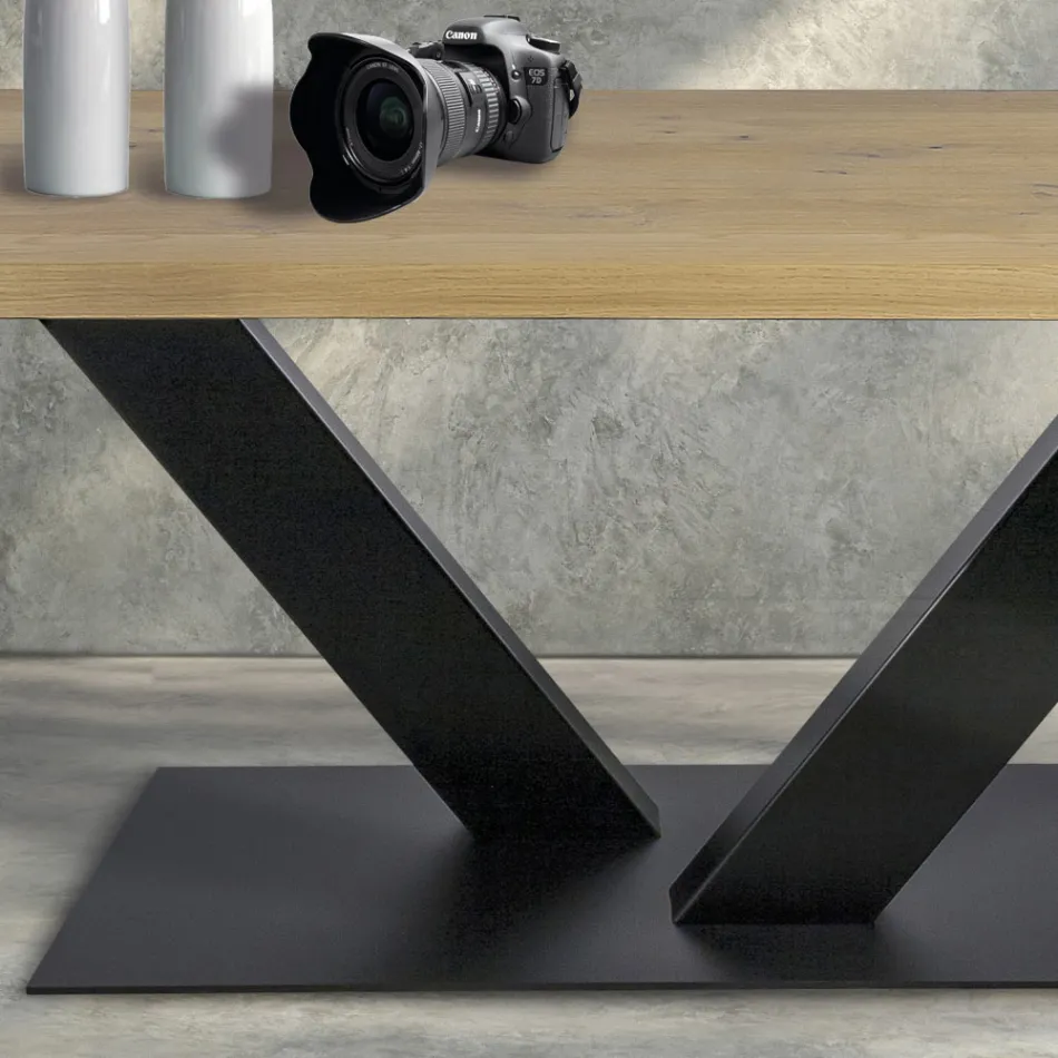 Tavolinë ngrënie në Masellato Lisi dhe Metal i Kromuar Prodhuar në Itali - Riad Viadurini