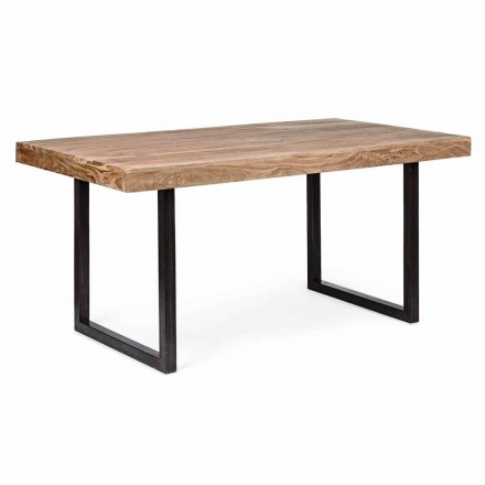 Tavolina për ngrënie në stilin industrial në lëvizje prej druri dhe çeliku - Molino Viadurini