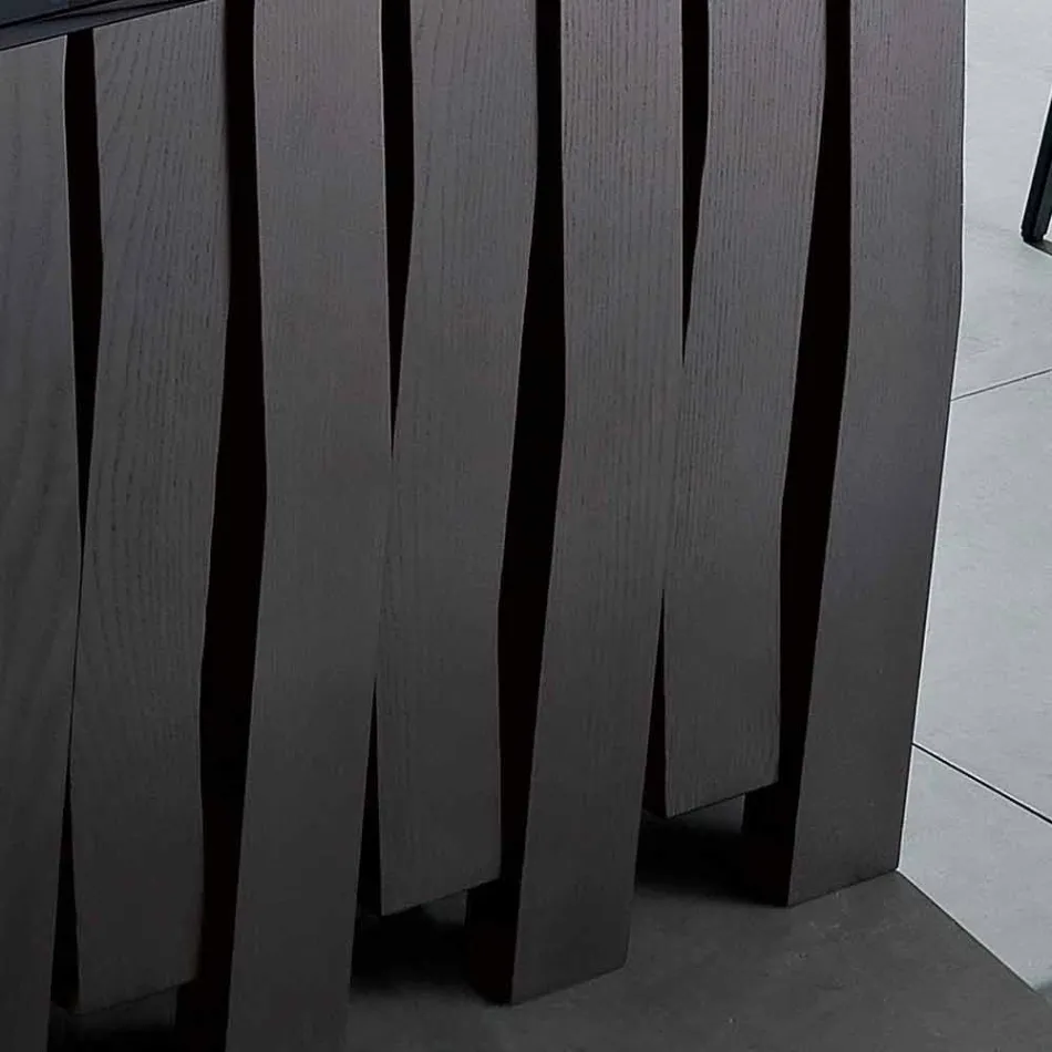 Tavolinë ngrënieje në xham dhe dru të ngurtë të bërë në Itali, Egisto Viadurini