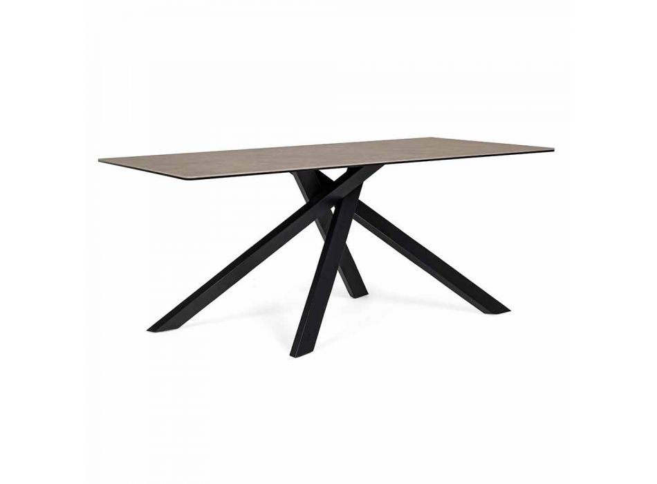 Tavolinë moderne për darkë me lëvizje të sipërme qeramike dhe qelqi - Ringo Viadurini