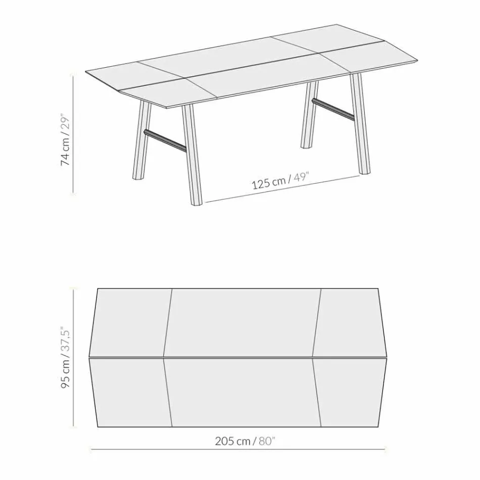 Tavolina moderne e darkës në dru hiri me detaje të zeza ose ari - Andria Viadurini