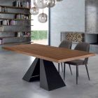 Tavolinë ngrënie moderne në dru dhe çelik të rimesuar Prodhuar në Itali - Dalmatë Viadurini