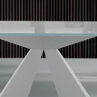 Tavolinë ngrënie moderne në xhami dhe çeliku të bardhë Prodhuar në Itali - Dalmatian Viadurini