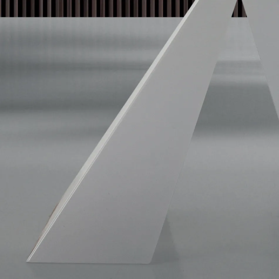 Tavolinë ngrënie moderne në xhami dhe çeliku të bardhë Prodhuar në Itali - Dalmatian Viadurini