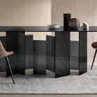 Tabela moderne e ngrënies në xham ekstra të ndezur ose të tymosur të bërë në Itali - e rastësishme Viadurini