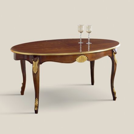Tavolinë ngrënie ovale e zgjatur 270 cm në dru Prodhuar në Itali - Barok Viadurini