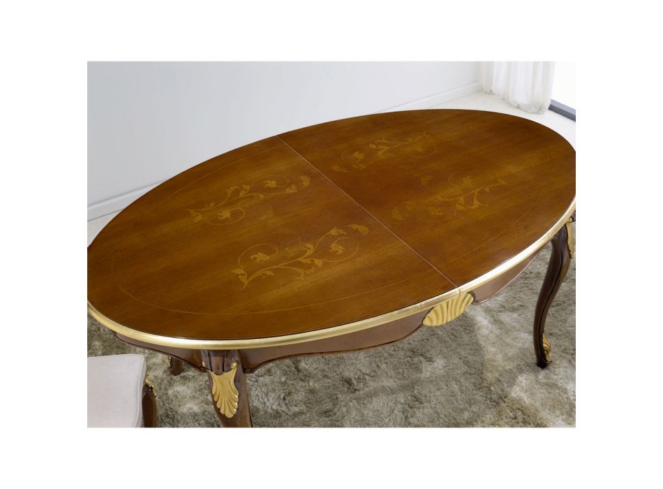 Tavolinë ngrënie ovale e zgjatur 270 cm në dru Prodhuar në Itali - Barok Viadurini