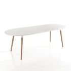 Tavolinë ngrënie ovale e zgjatur deri në 240 cm në Mdf të bardhë - Rodrigo Viadurini