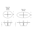 Tavolinë ngrënie ovale me majë xhami dhe bazament Made in Italy - Tiseo Viadurini