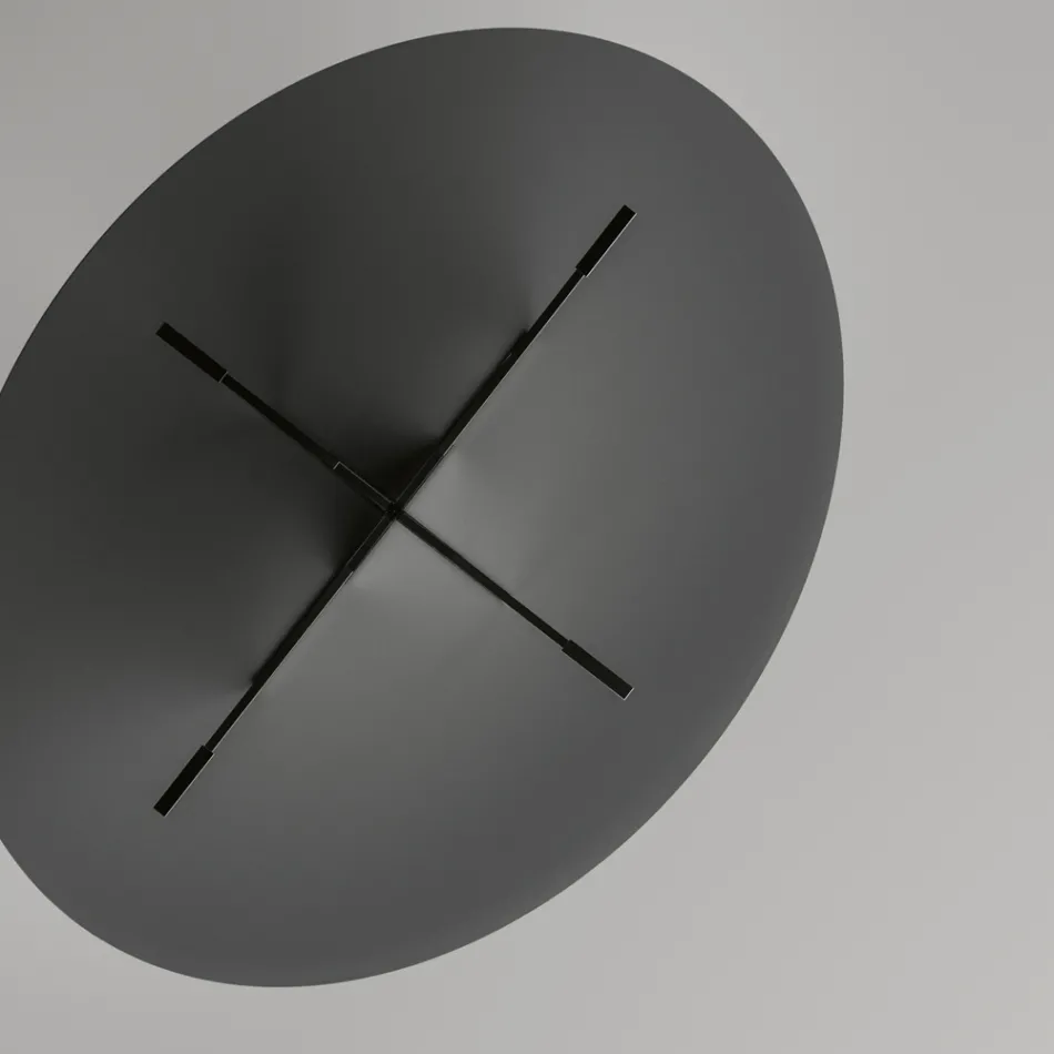 Tavolinë ngrënie ovale me majë xhami dhe bazament Made in Italy - Tiseo Viadurini