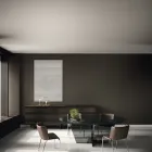 Tavolinë ngrënie ovale me majë xhami dhe bazament Made in Italy - Tiseo Viadurini